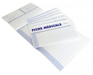 FICHE MEDICALE HORIZONTALE INTERNATIONAL 3 VOLETS BLANC